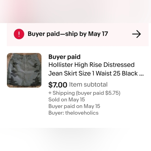 Hollister High Rise Distressed Jean Skirt, Size 1, Waist 25, Black Wash Frayed - Picture 2 of 7